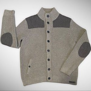 Ted Baker wool Cardigan sweater tweed accents large